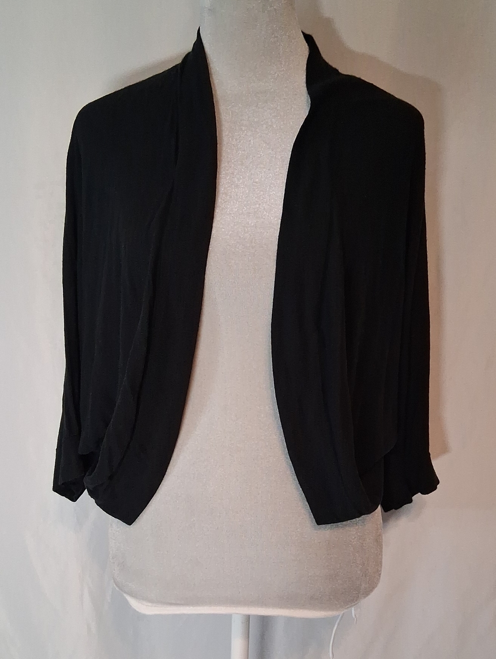 LOFT Black Draped Open-Front Cardigan Shrug Petite LP
